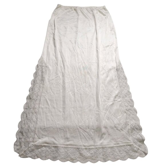 Vintage Long Stretch Maxi Nylon Lace Slits White M - Picture 1 of 7